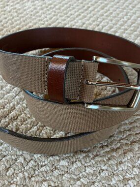 Remo Tulliani Belt Italian Leather 36" Tan, Brown and Silver Buckle